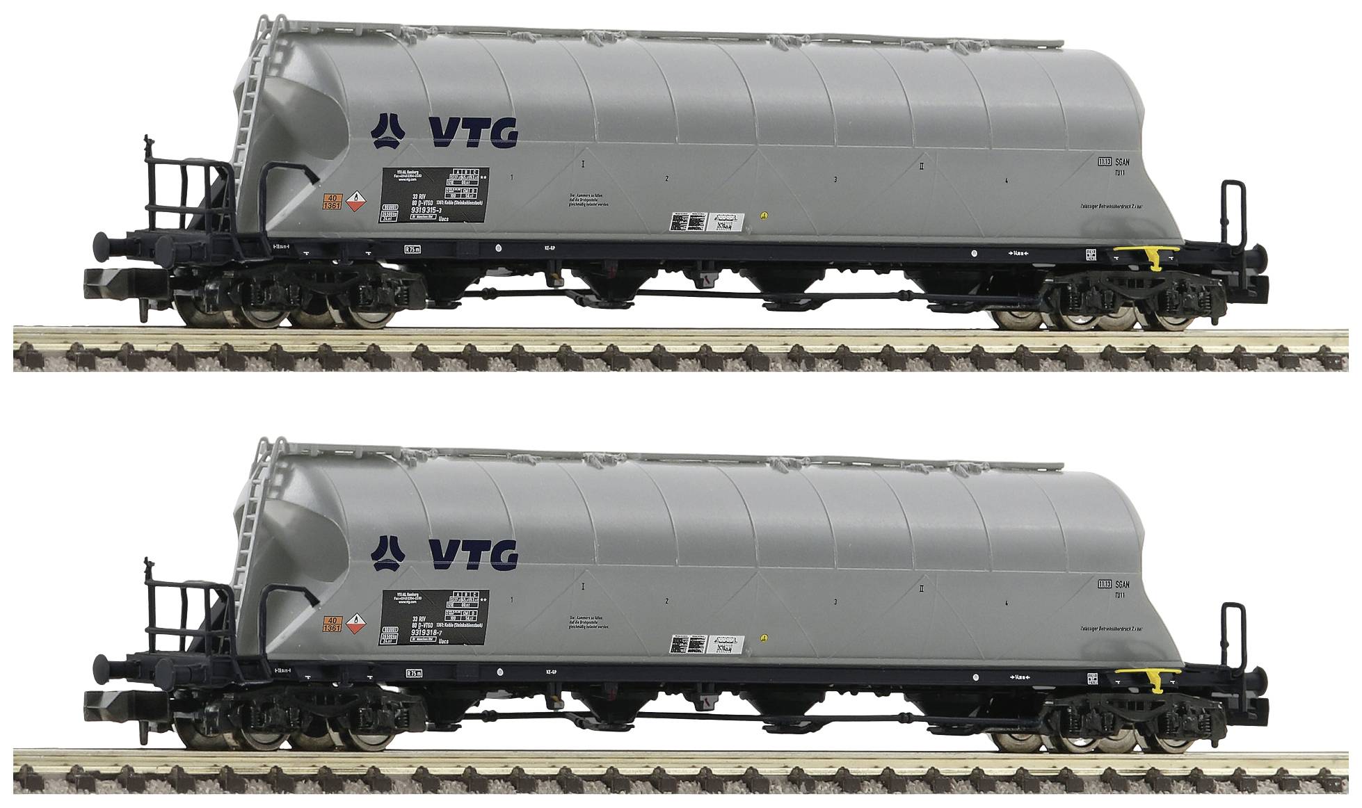 Fleischmann 6660003 N 2pc set dust silo wagon of VTG