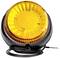 Round yellow warning light with a black housing and cable, commonly used for safety or construction purposes.