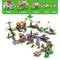 'A LEGO Super Mario building set combination with various sets that form an extended adventure landscape with obstacles and figures.'