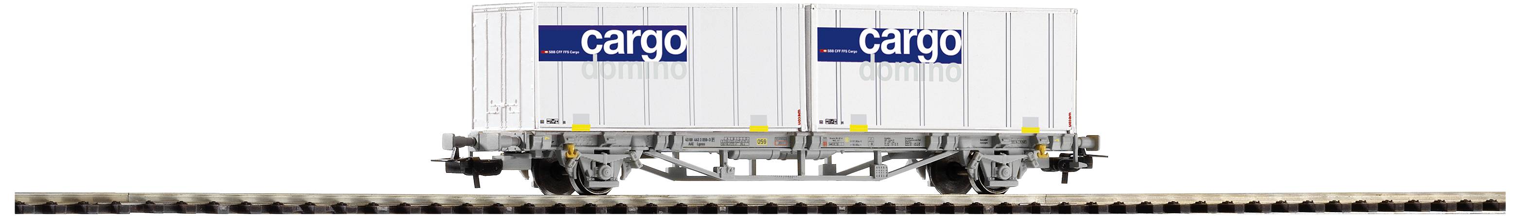 Image of Piko H0 58732 H0 Postal container wagon with 2x 20`Container Cargo Domino of SBB