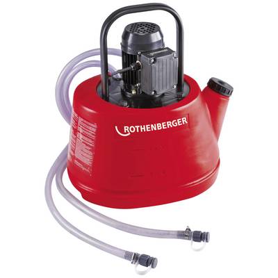 Rothenberger coolant pump with black handle and hoses at the front.