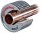 Copper pipe is cut with a pipe cutter. Inscription reads 'ROTHENBERGER ROSLICE'. The device has a circular blade.