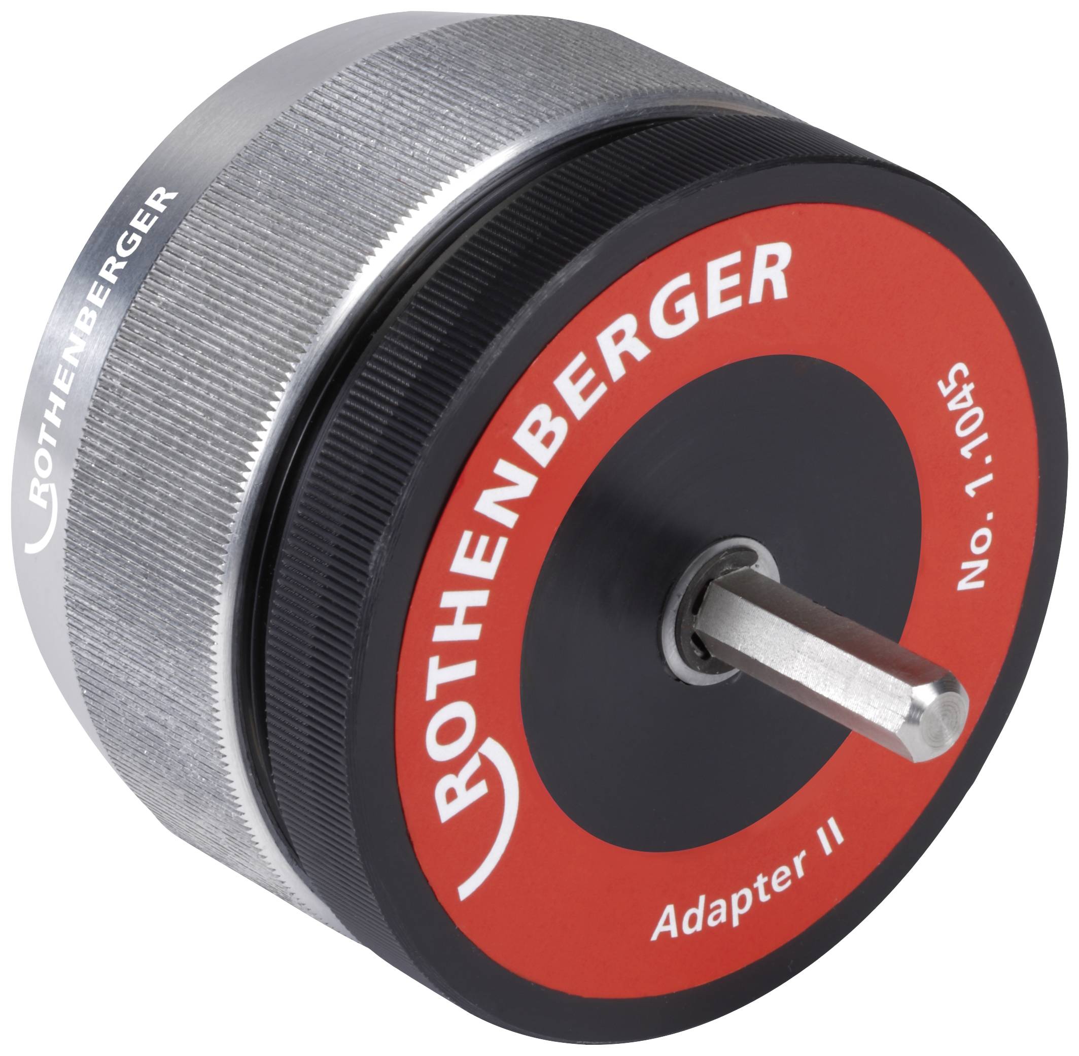 A ROTHENBERGER brand adapter, Model 'Adapter II', with a metal shaft, suitable for tools, highlighted by red and black colours.