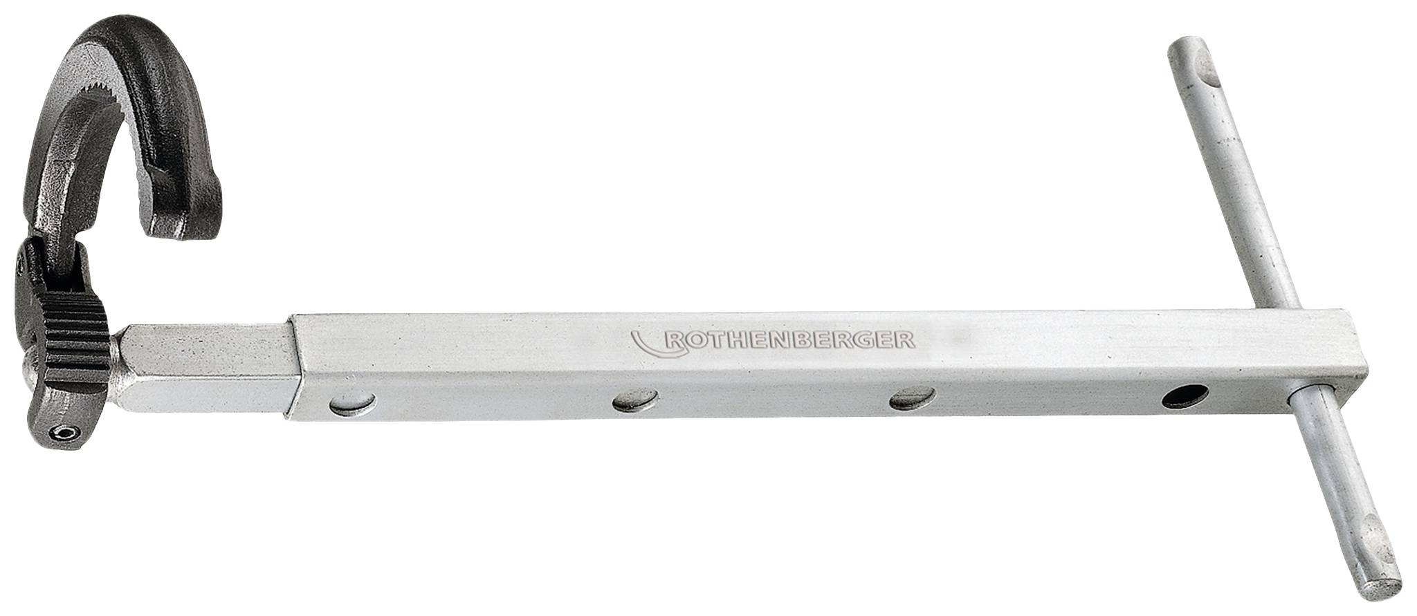 An adjustable pipe wrench with a curved hook, primarily used for plumbing work.