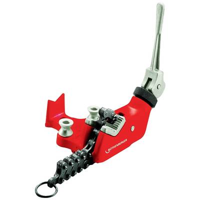 Rothenberger pipe cutter with chain mechanism and handle, used for precisely cutting pipes of various sizes.