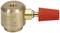 A brass valve with a red rotary handle, used for controlled gas or liquid supply in technical applications.