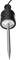 A black, round sensor with a long metal probe, presumably a measuring device, is lying on a white background.