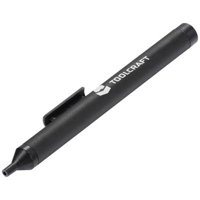 A black pen with the words 'TOOLCRAFT' written on it, lies horizontally.