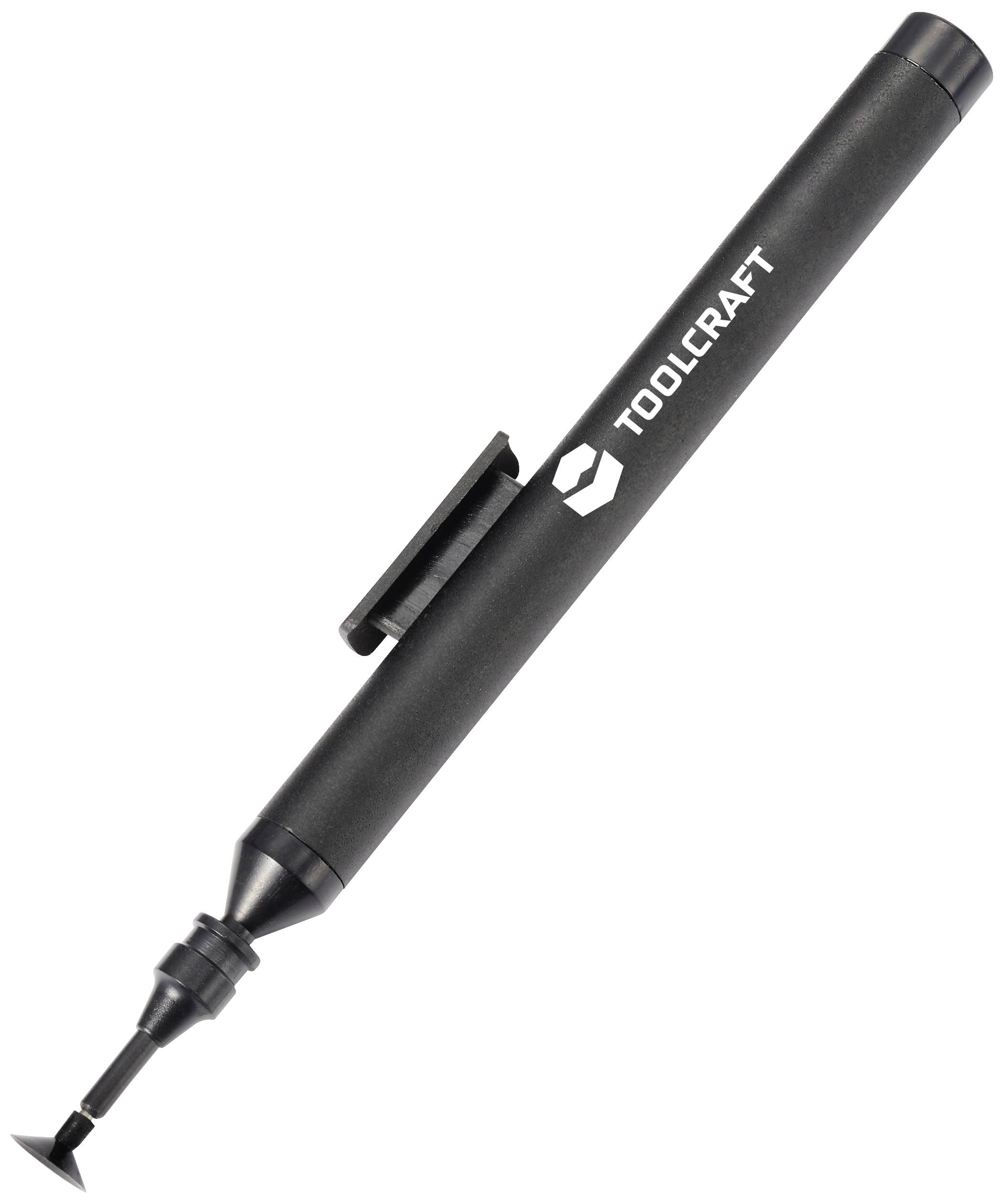 A black vacuum suction pen with the inscription 'Toolcraft'.