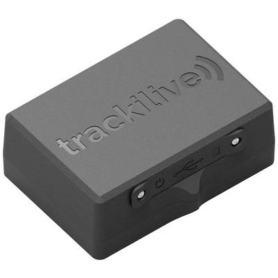 Grey device with 'tracklive' printed on it, USB port, and two small buttons.