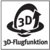 'Logo with the inscription 3D Flight Function, surrounded by circling arrows. White design on black.'