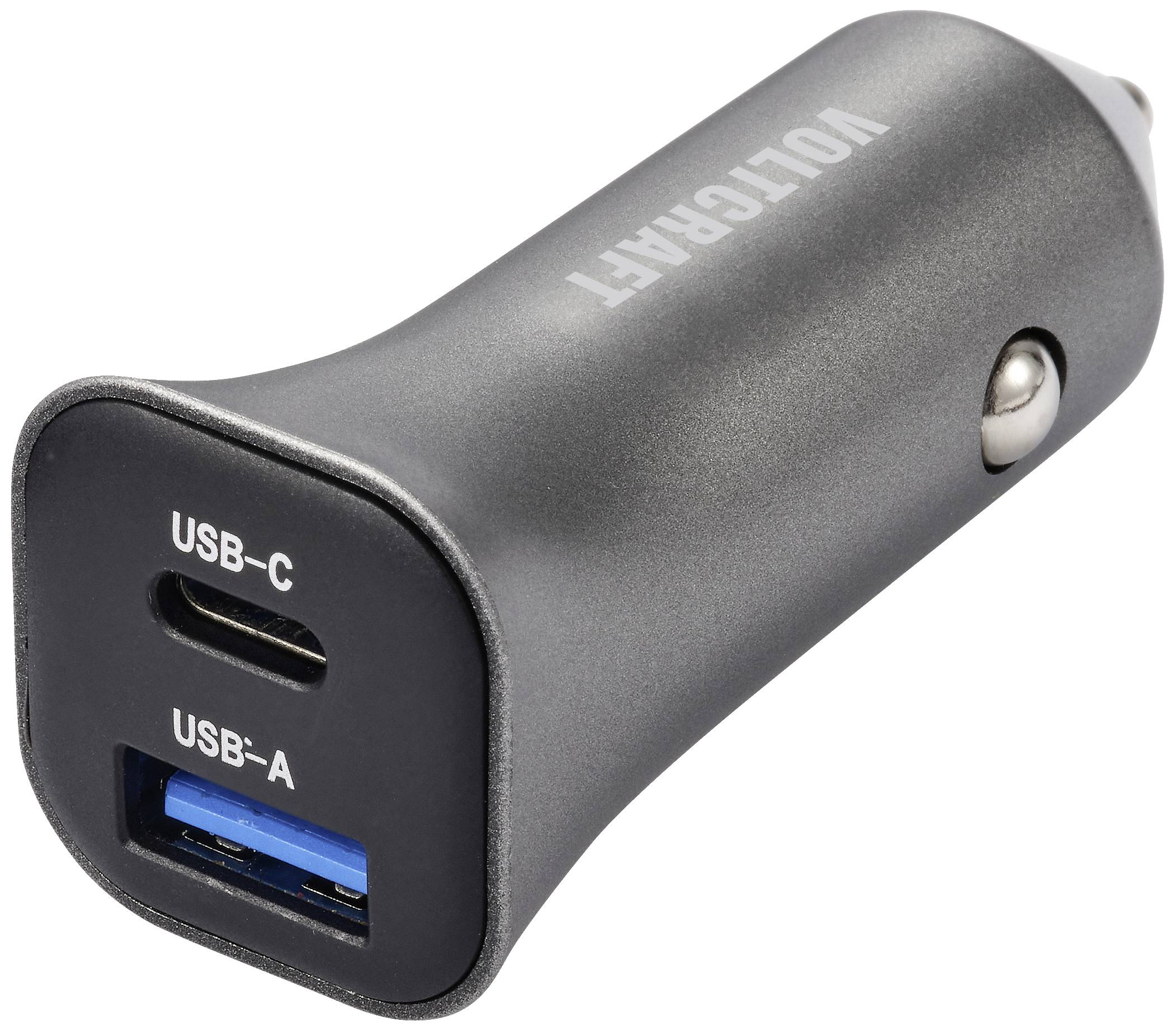 VOLTCRAFT CPS-38W/ 2 VC-RA381 USB charger 38 W 1x USB-A, 1x USB-C® Silver-black Car