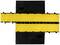 'Cable protection with yellow and black sections, viewed from above. Two channels intersect to protect cables.'