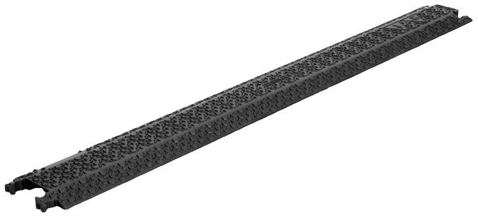 A long, rectangular black metal grating that is likely used for industrial purposes or as a cover.