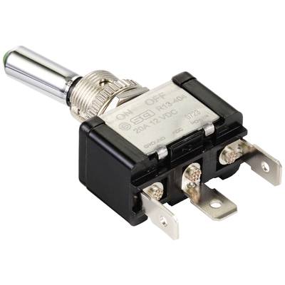 A toggle switch with 'ON' and 'OFF' labels, suitable for 20A, 12VDC. Connections are clearly visible.