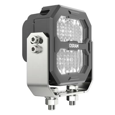 A rectangular LED work light with a robust housing and 'OSRAM' inscription. Mounted on a metal mounting system.