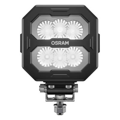 Square LED work light from OSRAM with eight illuminating LEDs, suitable for work vehicles and machine lighting.