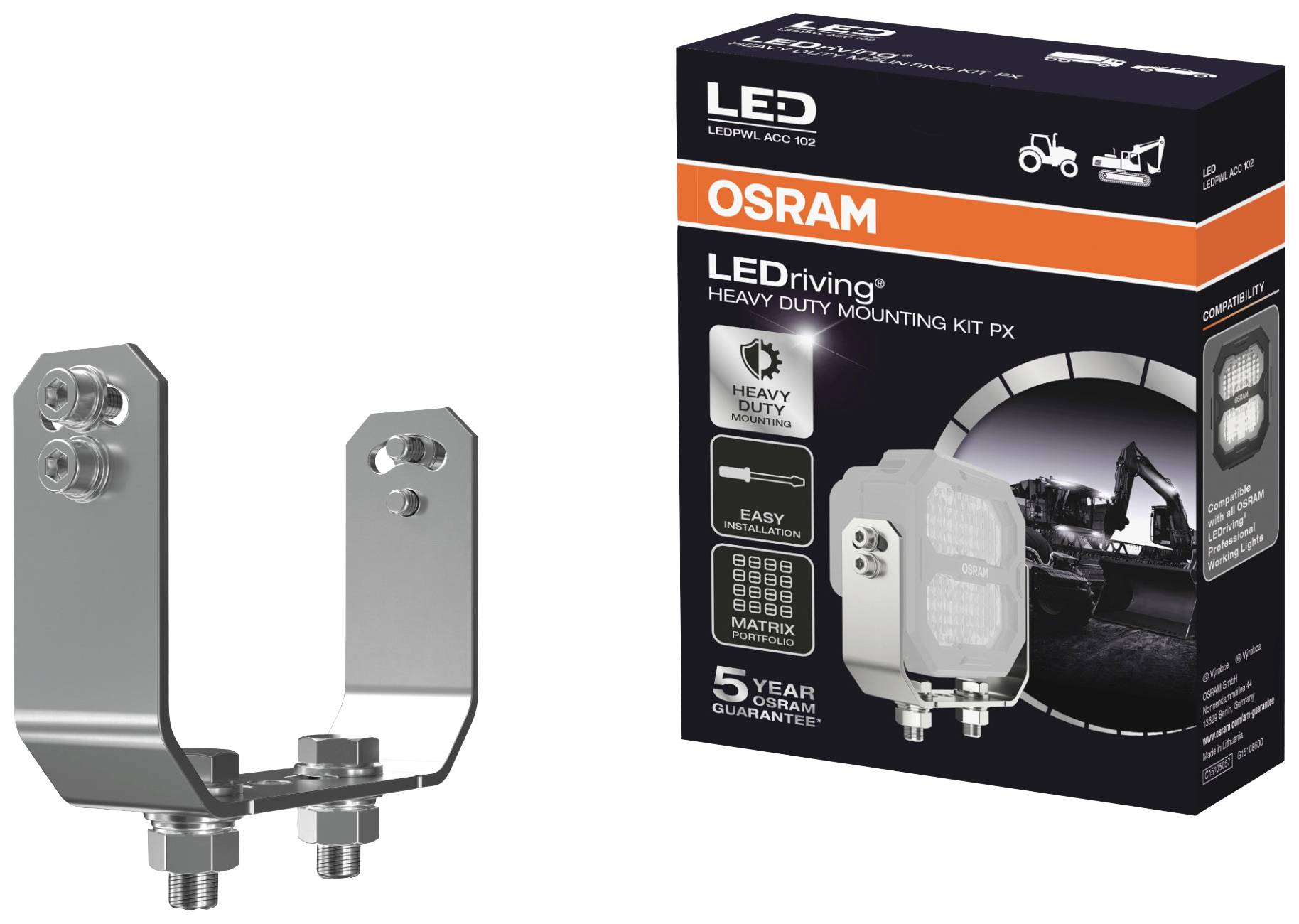 OSRAM Fastener LEDriving® Heavy Duty Mounting Kit PX LEDPWL ACC 102 (W x H x D) 123.25 x 88 x 35 mm