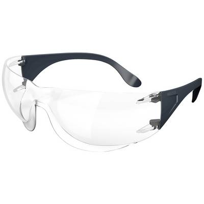 Safety glasses with clear lenses and black frames, suitable for eye protection during craft or industrial work.