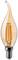 A flame-shaped light bulb with orange glass, reminiscent of a candle.