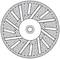 Illustration of a circular grinding wheel design with spoke-like patterns and a central bore.