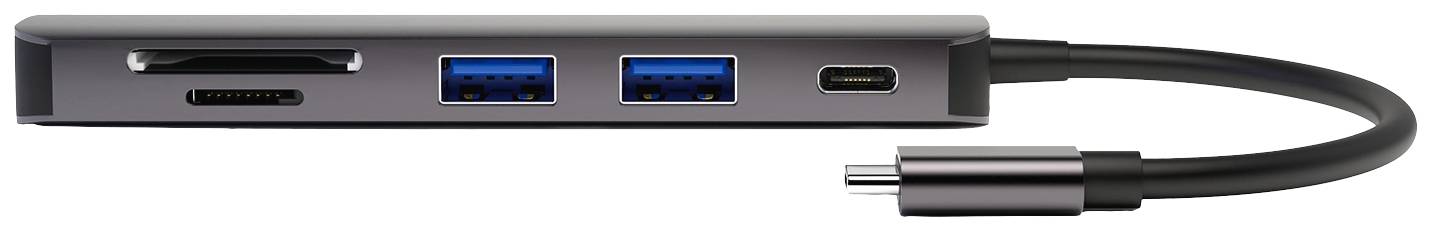 4Smarts 468782 USB hub HDMI™, microSD, SD, USB A (USB 3.0), USB C® Spaceship grey 468782-0