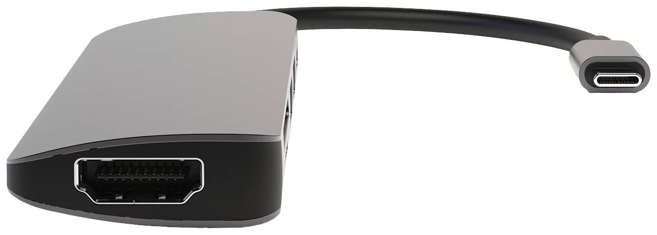 4Smarts 468782 USB hub HDMI™, microSD, SD, USB A (USB 3.0), USB C® Spaceship grey 468782-9