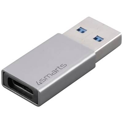 USB adapter from 4smarts with USB-C and USB-A ports. Silver design, compact and suitable for connecting devices.