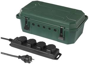 Sygonix SY-5598168 Distribution box 4x  Green, Black Child safety, incl. 4-way power strip