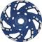 A blue diamond grinding disc with silver segments, suitable for grinding concrete surfaces.