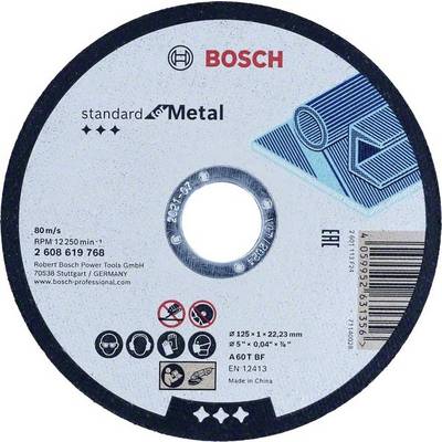 'Bosch' Grinding Disc for Metal, Product Designation 'Standard Metal', Maximum Speed 12,250 RPM, Size 125 x 1 x 22.23 mm.