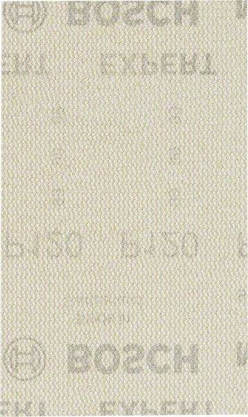A white sandpaper with 'Bosch' printed on it and grit specifications of 'P80', 'P150'. The surface is finely textured.