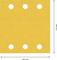 A yellow square measuring 115 mm x 107 mm, evenly distributed with six circular holes.
