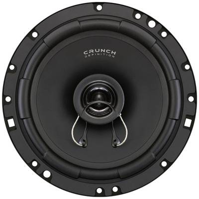 Black speaker with a visible tweeter and the text 'Crunch Definition' in the centre.