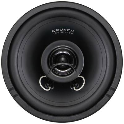 A round speaker with a visible tweeter in the centre, with the text 'Crunch Definition' printed on it.
