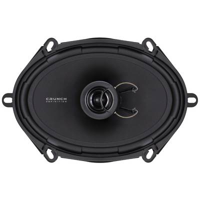 Oval, black Crunch loudspeakers with a central high-frequency driver, suitable for car audio systems.