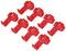 Eight red quick connectors in two rows, suitable for easily connecting electrical cables.