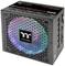 Black PC power supply from Thermaltake with rainbow lighting and the inscription 'Toughpower GF3 ARGB 850W'.