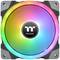 A luminous fan with RGB LEDs that illuminate in various colours. The 'Thermaltake' logo is situated in the centre.