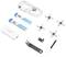 A repair kit with charging cable, battery, propellers, tools and accessories for drones.