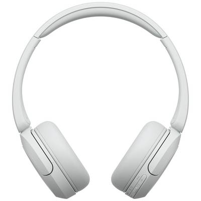 White wireless over-ear headphones with padding. Control buttons are located on the side.