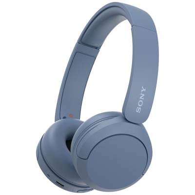 Wireless blue headphones with swivelling ear cups and a padded headband for comfortable listening on the go.