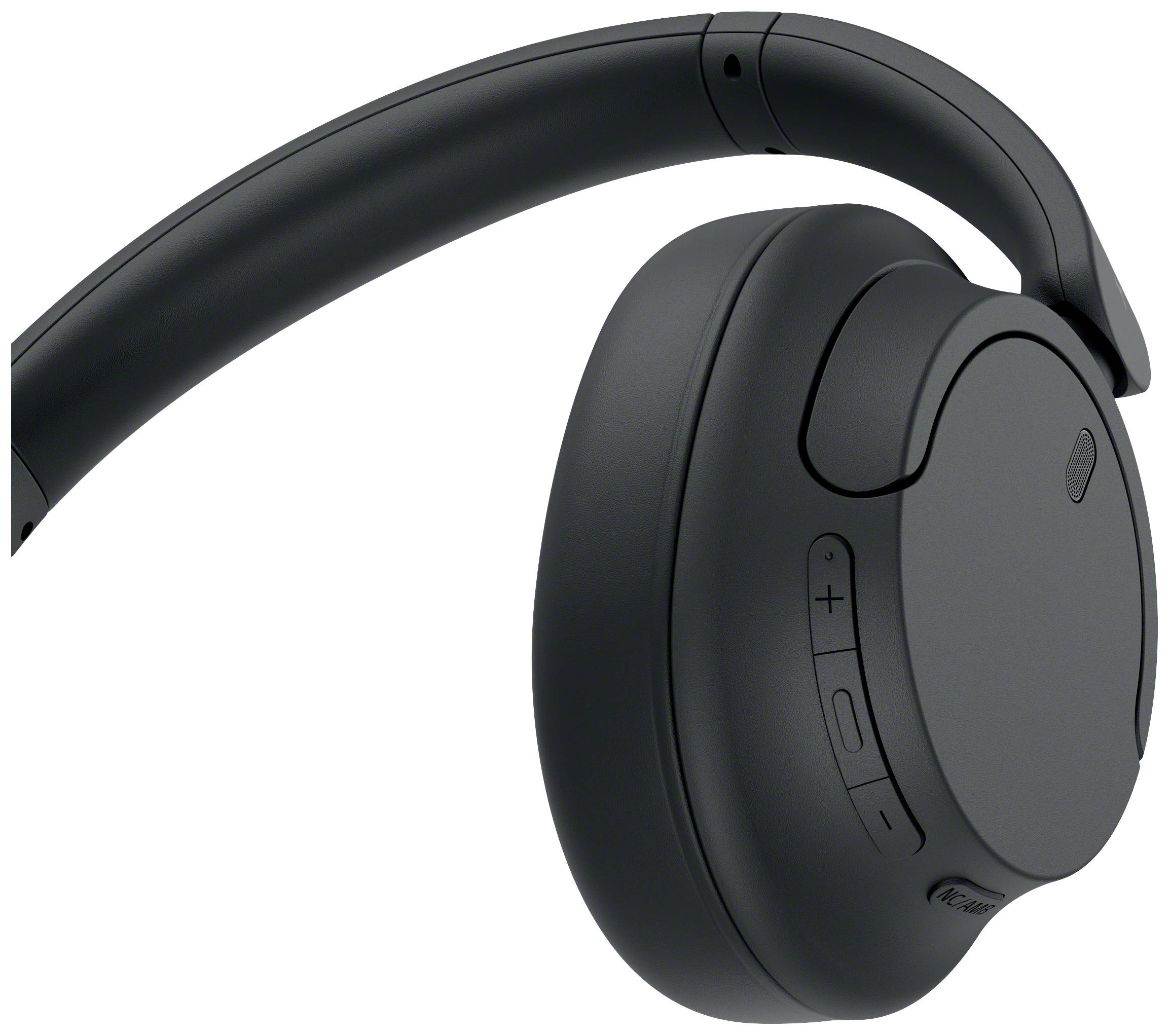 Black over-ear headphones with controls on the side.