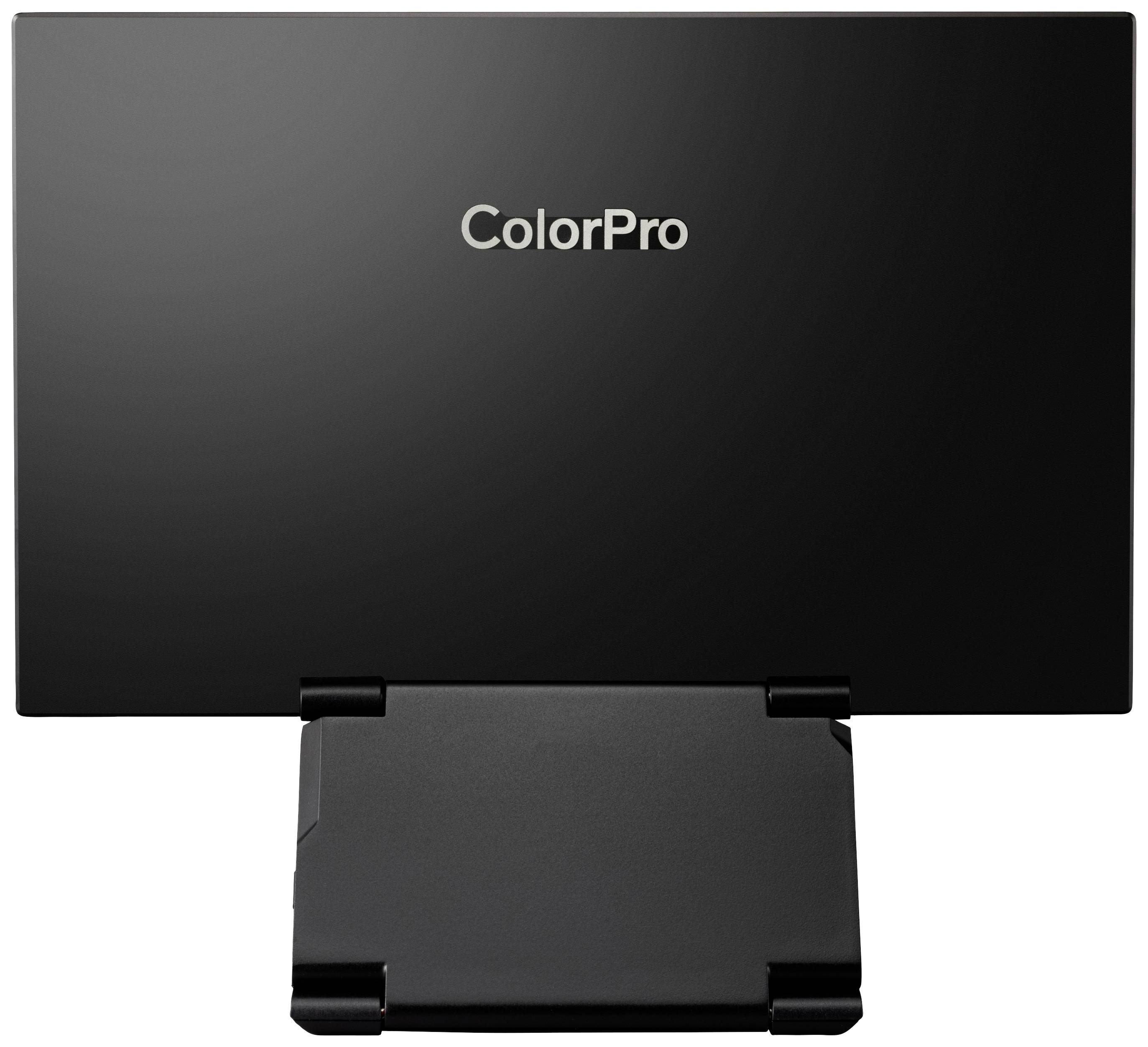 A laptop with the 'ColorPro' logo on the screen lid, standing in a closed position on a table.