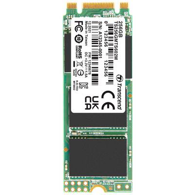 'Transcend 256GB M.2 SSD' with serial number and model numbers on the top side; high-quality storage solution for computers.
