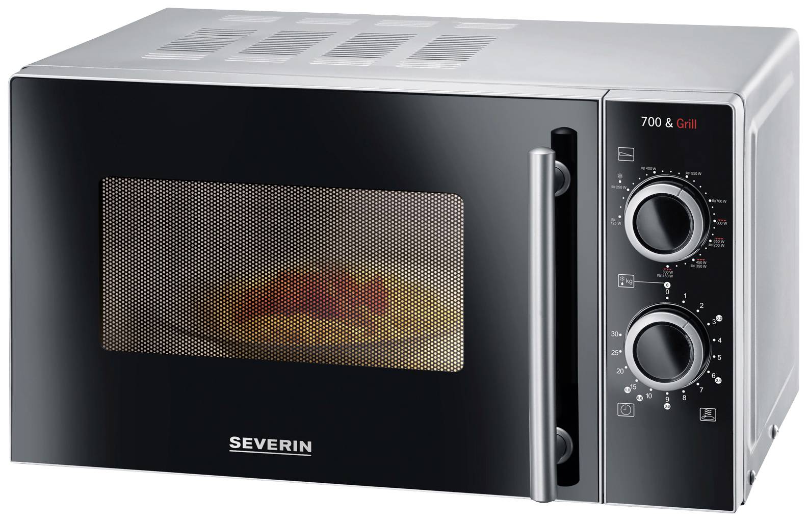 Severin MW 7771 Microwave Black/silver 700 W Grill function, Timer function