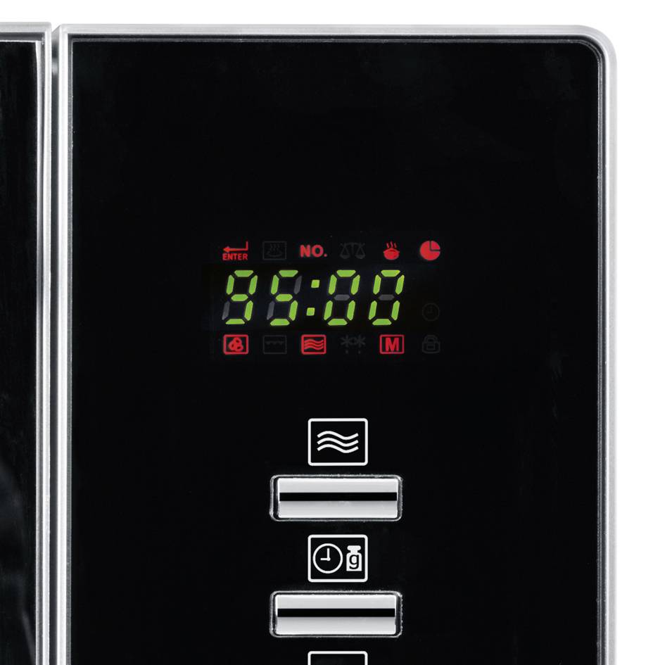 Digital timer on a black display showing '01:00', with symbols for heating, cooling, time, and settings beneath it.