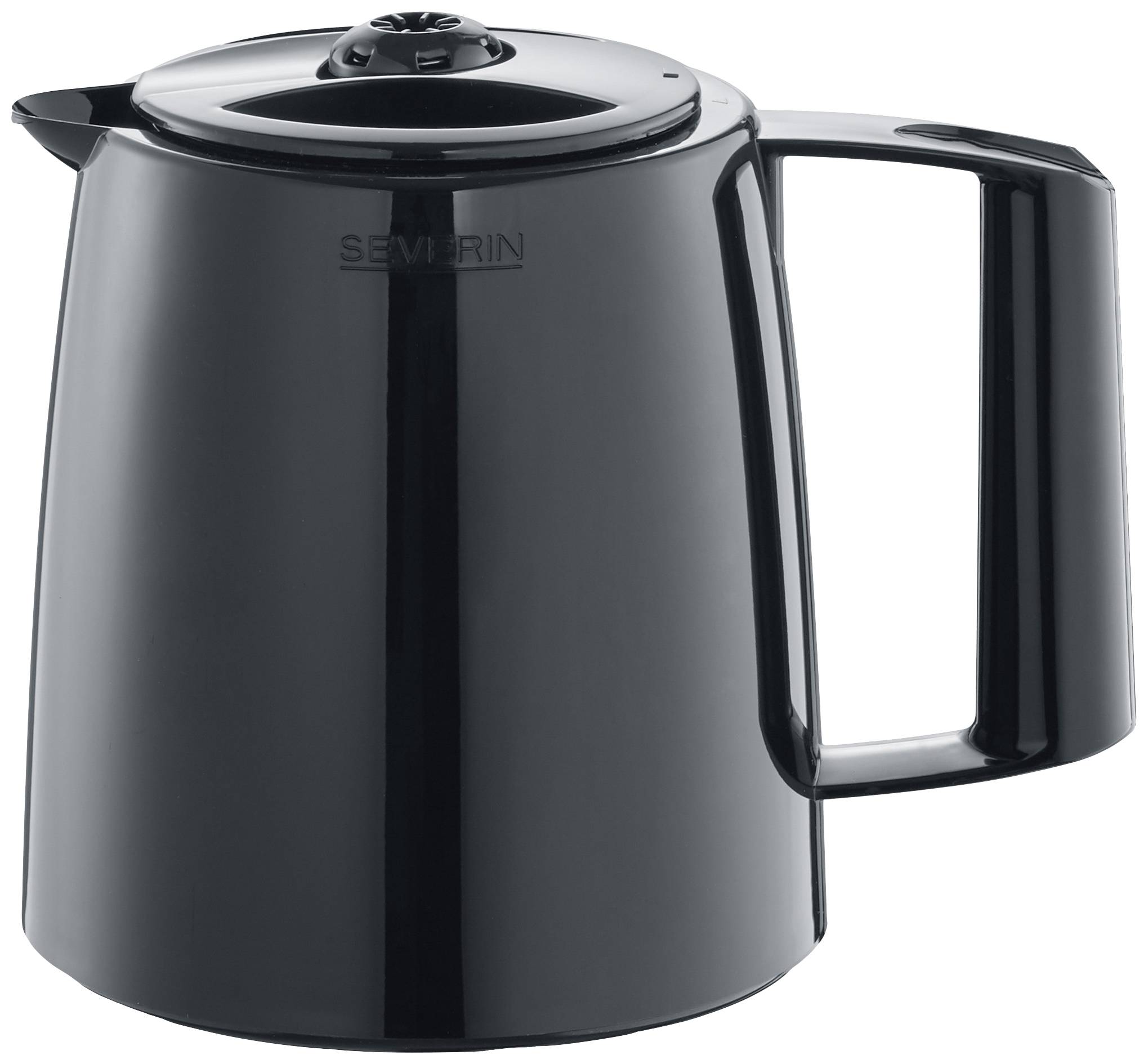 Black electric coffee pot with handle and lid. Suitable for keeping coffee warm.