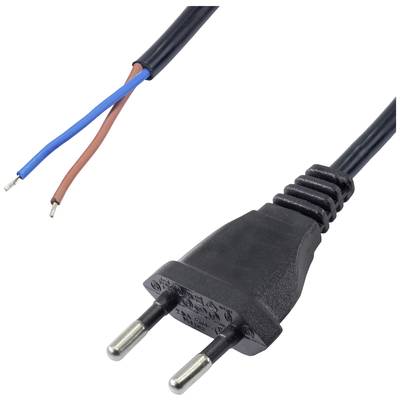Image of Akyga AK-OT-06A Current Mains cable [1x Europlug - 1x Open cable ends] Black 3.00 m