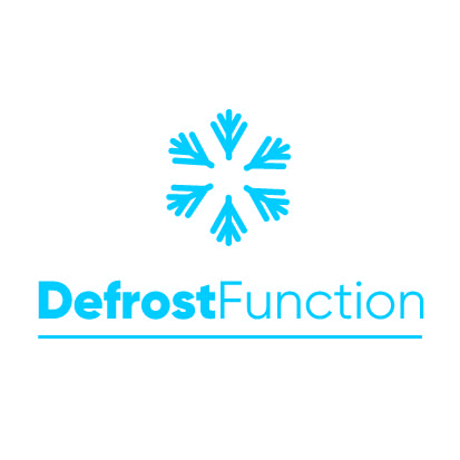 A blue logo shows a stylised snowflake above the text 'Defrost Function'.